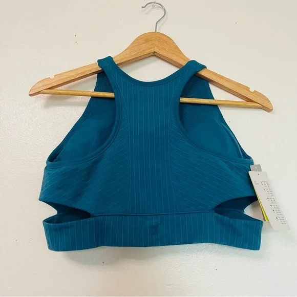NWT All in Motion Teal Blue High Neck Cut Out Sports Bra Large - Picture 7 of 9